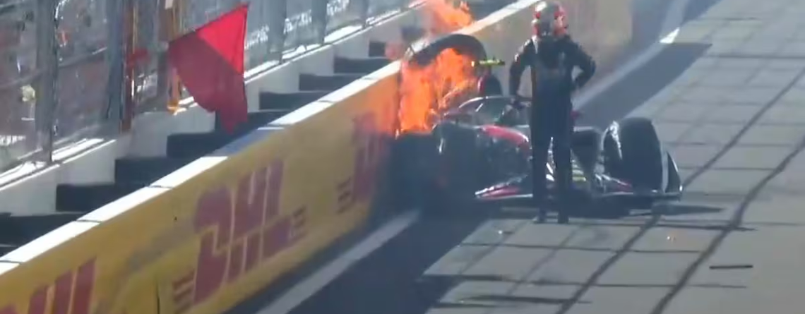 Madring sufre su primer accidente: un F2 termina envuelto en llamas