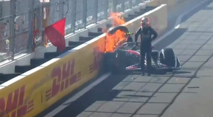 Madring sufre su primer accidente: un F2 termina envuelto en llamas