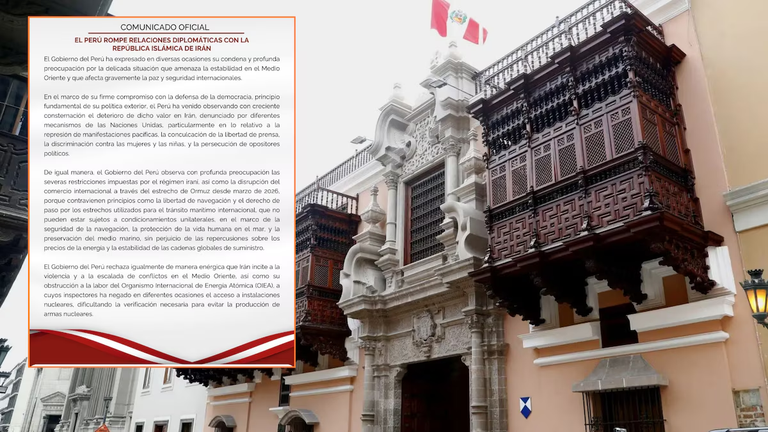 Perú rompe relaciones diplomáticas con Irán por tensiones políticas y restricciones al comercio internacional