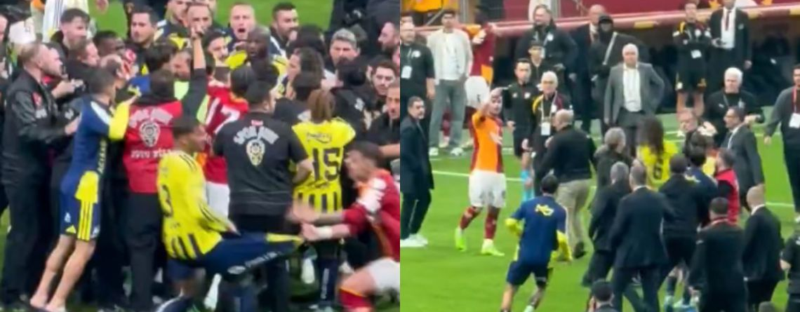 ¡CLÁSICO DE PATADAS… Y NO PRECISAMENTE AL BALÓN! Galatasaray y Fenerbahçe cambiaron el fútbol por los golpes y obligaron a la policía a intervenir