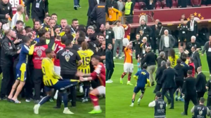 ¡CLÁSICO DE PATADAS… Y NO PRECISAMENTE AL BALÓN! Galatasaray y Fenerbahçe cambiaron el fútbol por los golpes y obligaron a la policía a intervenir